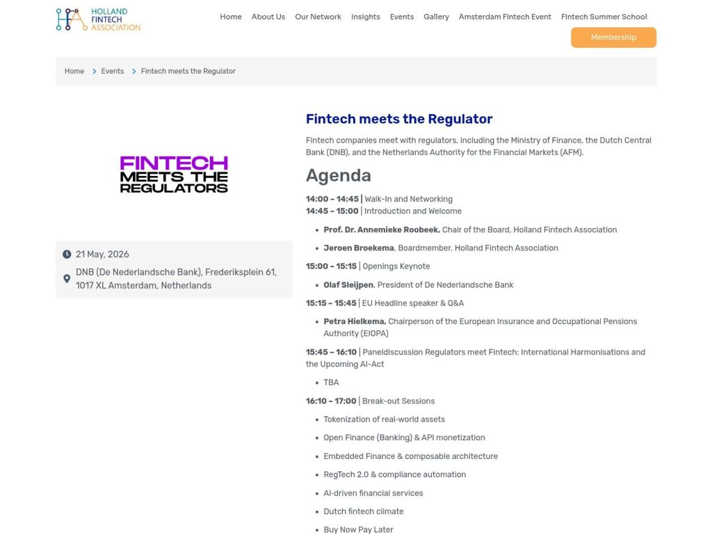 Fintech meets the Regulator website