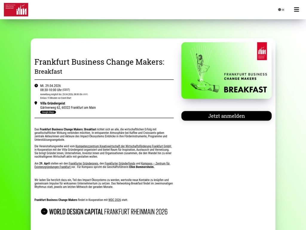 Frankfurt Business Change Makers: Breakfast website