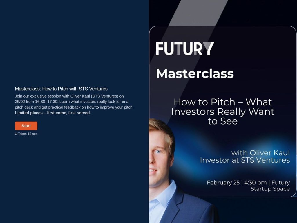 Futury Masterclass: How to Pitch - What Investors Really Want to See website