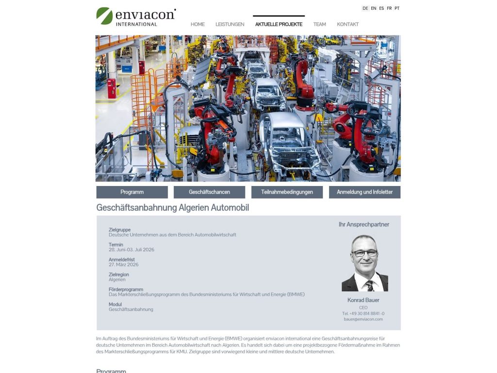 Geschäftsanbahnung Algerien Automobil website