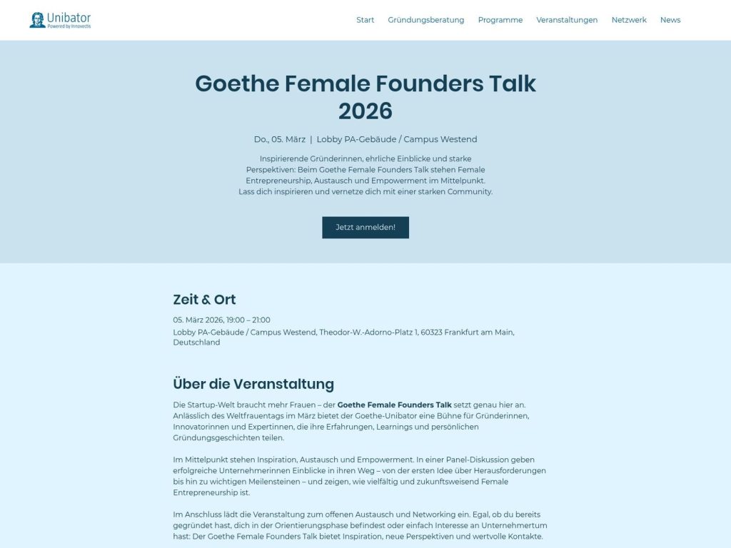 Goethe Female Founders Talk 2026 website