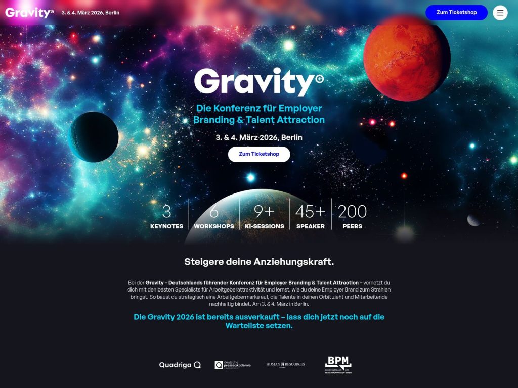 Gravity - Die Employer Branding Konferenz - Steigere deine Anziehungskraft.