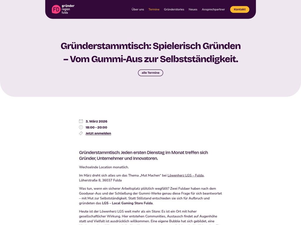 Gründerstammtisch: Spielerisch Gründen – Vom Gummi-Aus zur Selbstständigkeit. - Gründerstammtisch: Jeden ersten Dienstag im Monat treffen sich Gründer, Unternehmer und Innovatoren.