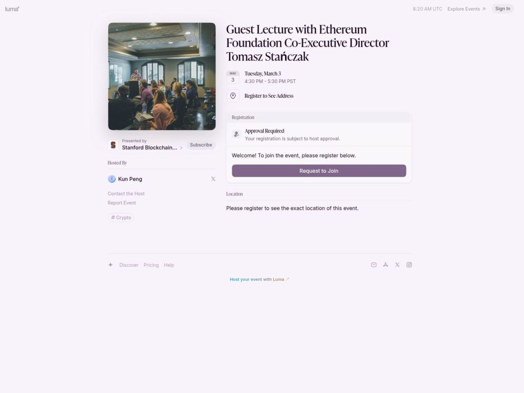 Guest Lecture with Ethereum Foundation Co-Executive Director Tomasz Stańczak website