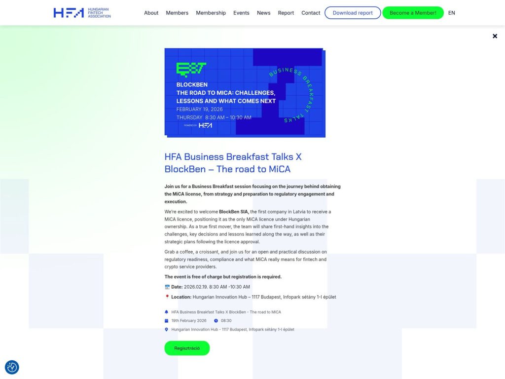 HFA Business Breakfast Talks X BlockBen – The road to MiCA website