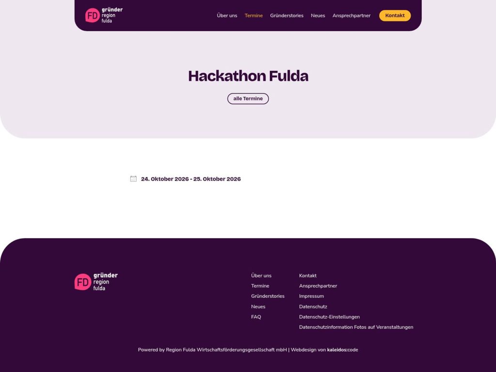 Hackathon Gründerregion Fulda website