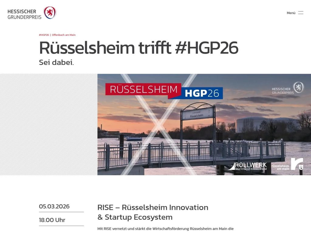 Hessischer Gründerpreis: Roadshow Rüsselsheim website