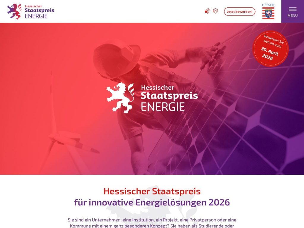 Hessischer Staatspreis Energie 2026 Preisverleihung website