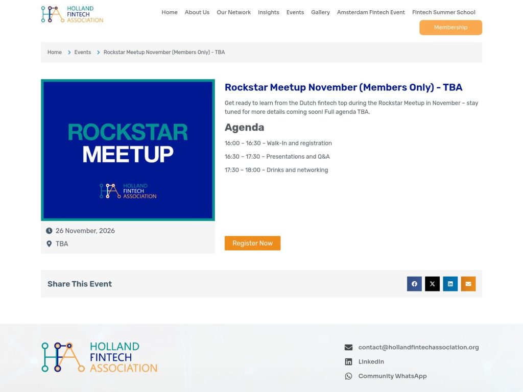 Holland Fintech Meetup (Members Only) website