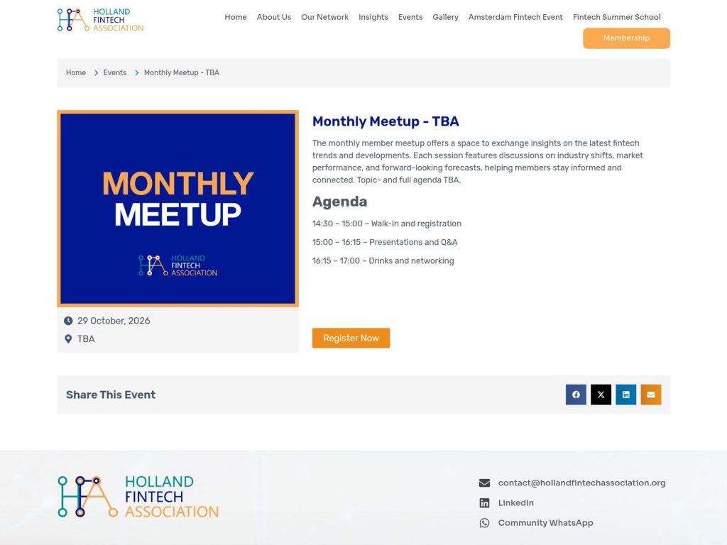 Holland Fintech Meetup (Members Only) website
