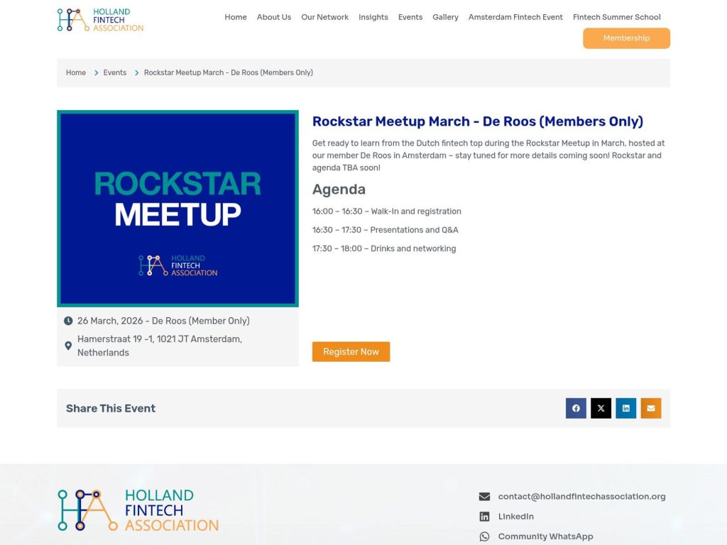 Holland Fintech Meetup (Members Only) website