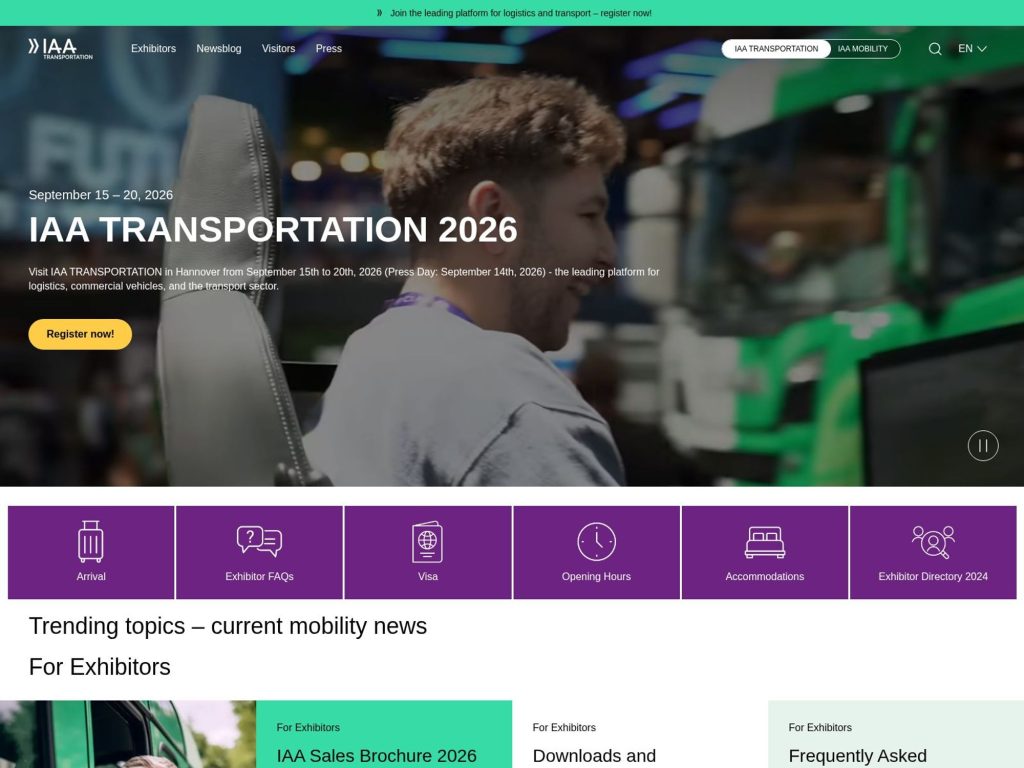 IAA TRANSPORTATION 2026 website