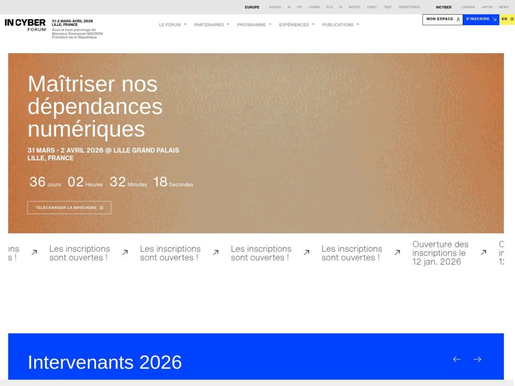 INCYBER Forum Europe 2026 website