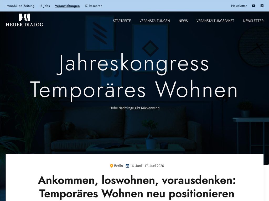 Jahreskongress Temporäres Wohnen website