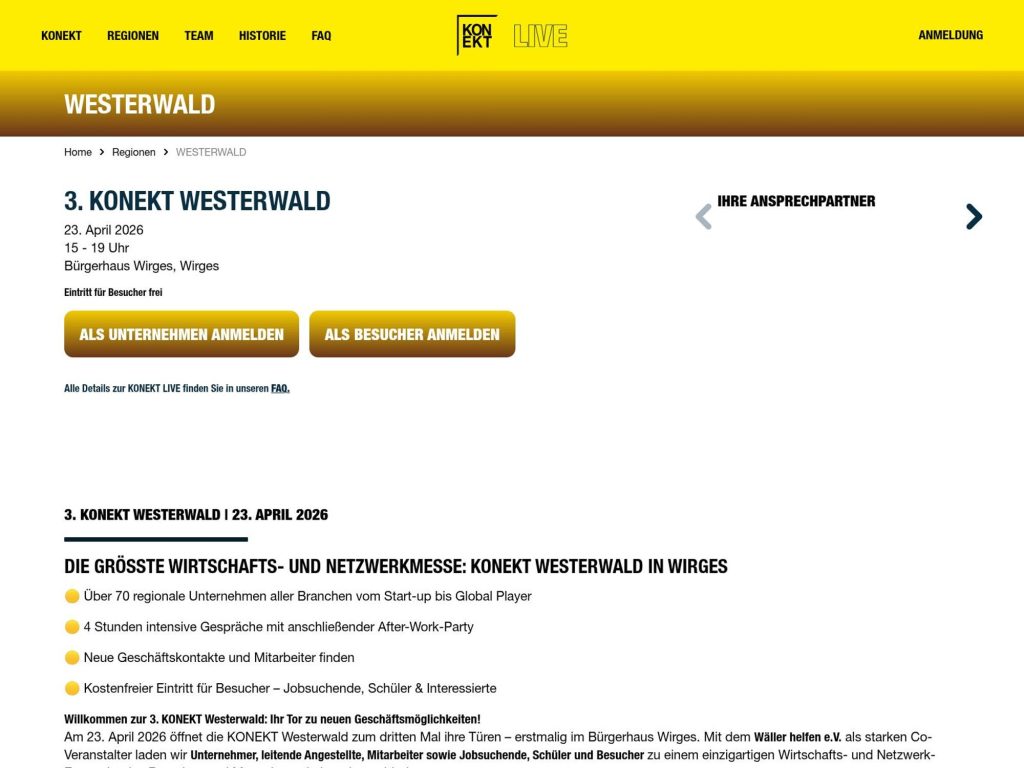 KONEKT Westerwald website