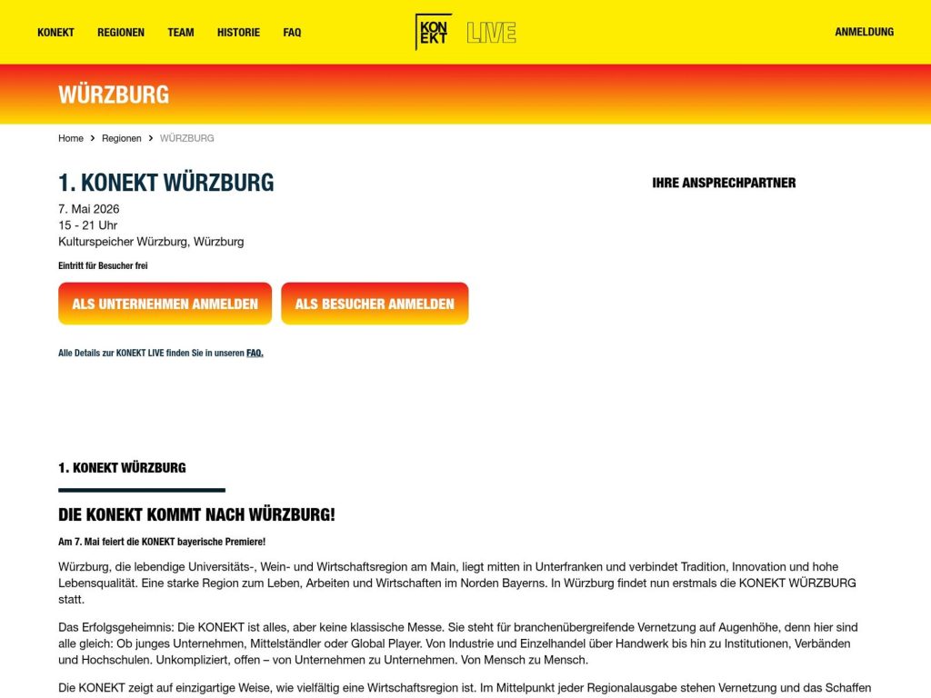 KONEKT Würzburg website