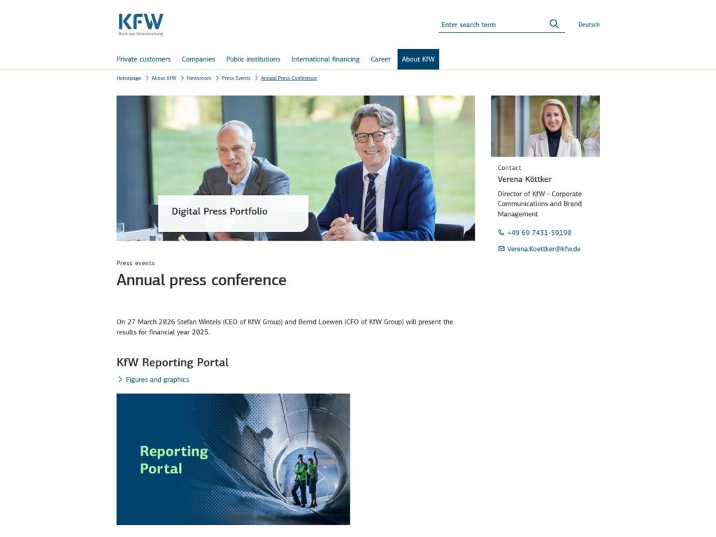 KfW Annual Press Conference 2026 website