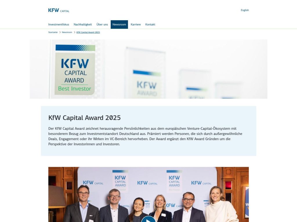 KfW Capital Award 2026 Preisverleihung website