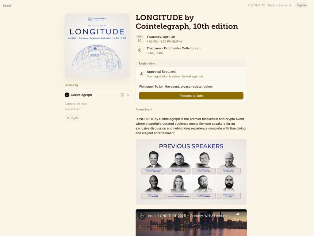 LONGITUDE by Cointelegraph, 10th edition website