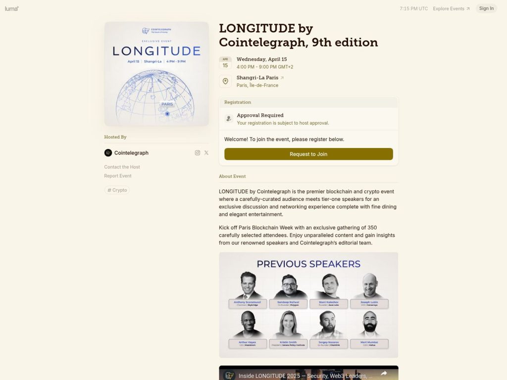 LONGITUDE by Cointelegraph, 9th edition website