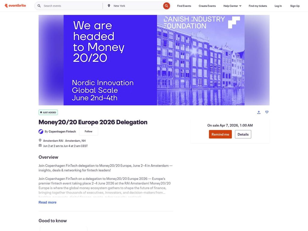 Money20/20 Europe 2026 Delegation website