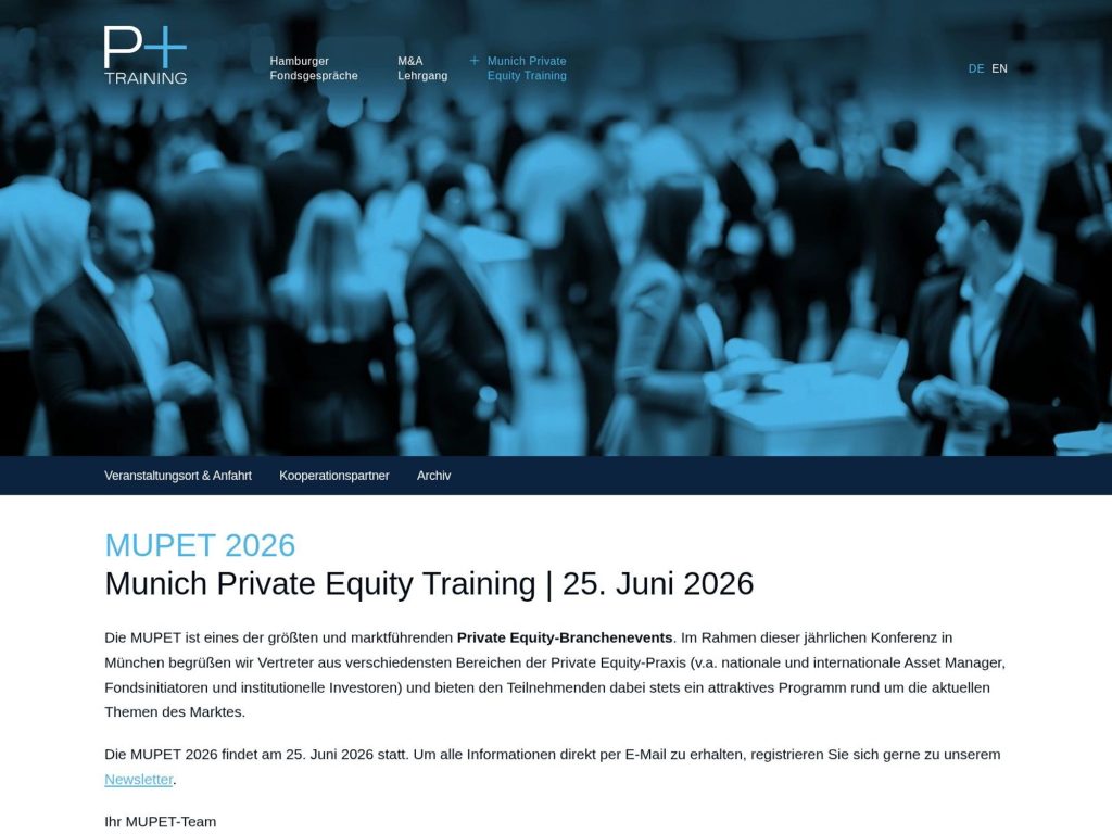 Munich Private Equity Training website