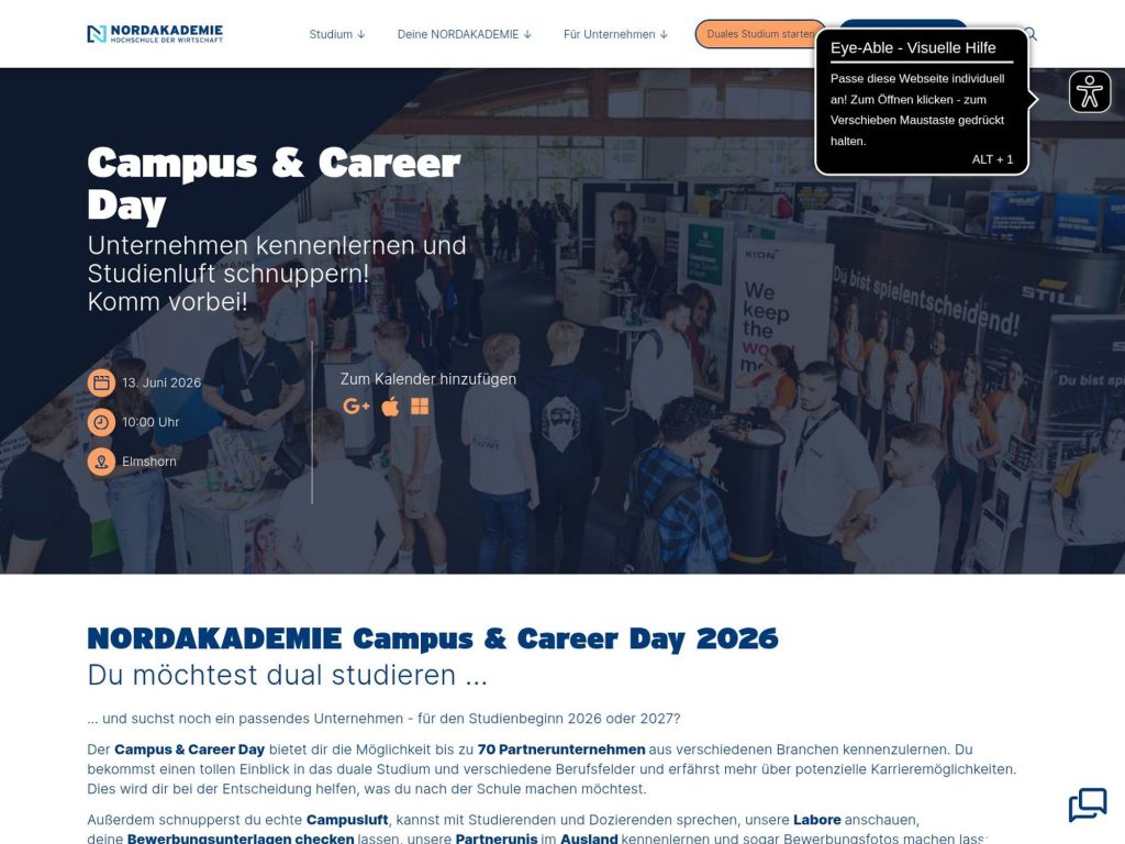 NORDAKADEMIE Campus & Career Day website