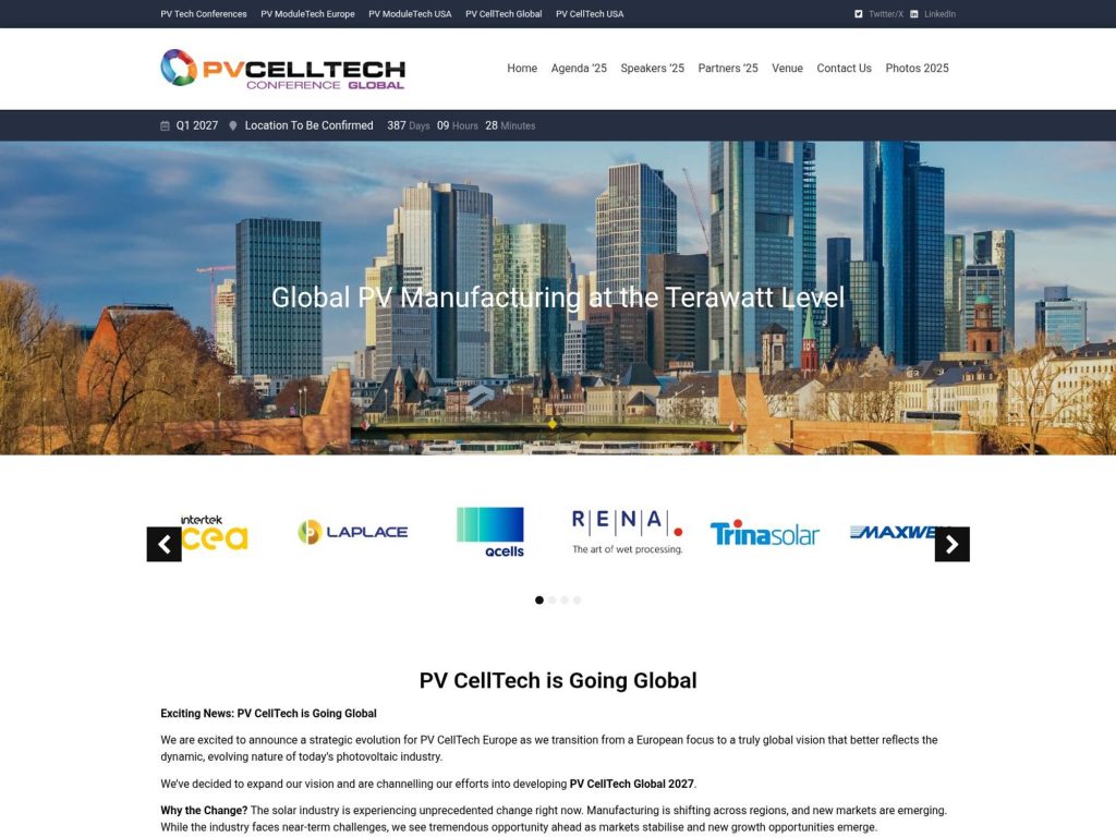 PV CellTech Global 2027 website