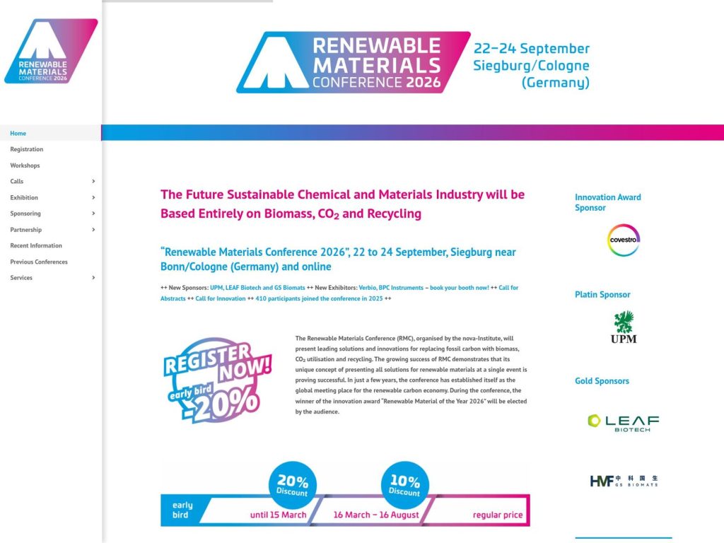 Renewable Materials Conference 2026 website