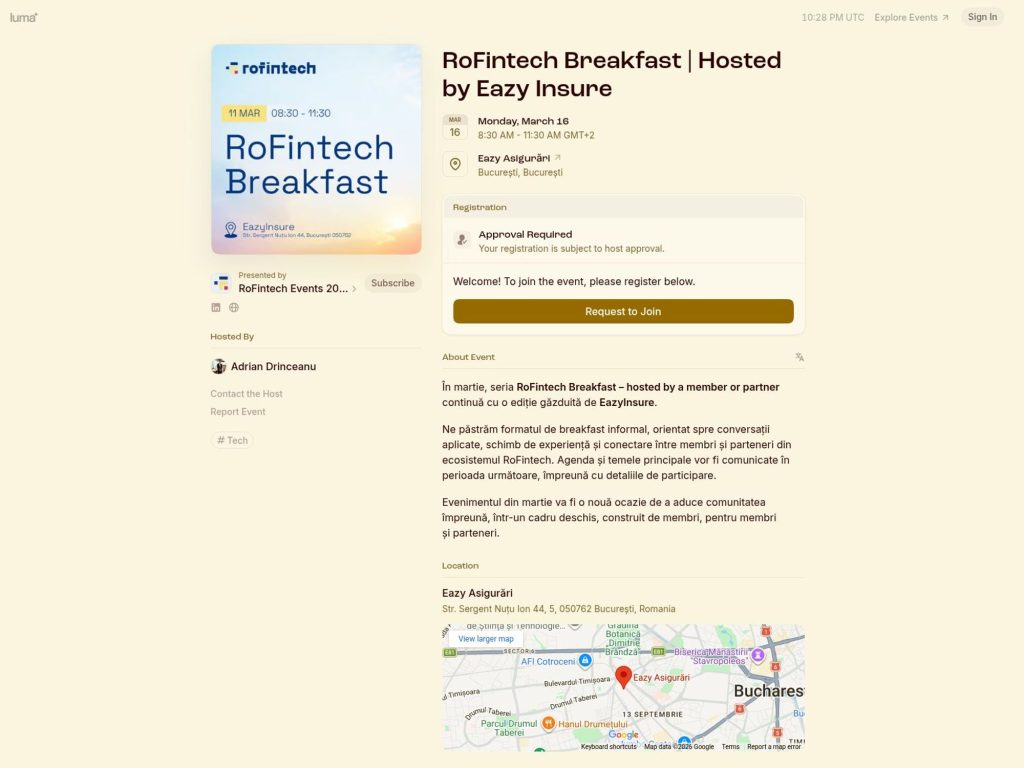 RoFintech Breakfast | Hosted by Eazy Insure website
