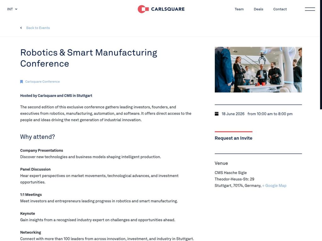 Robotics & Smart Manufacturing Conference website