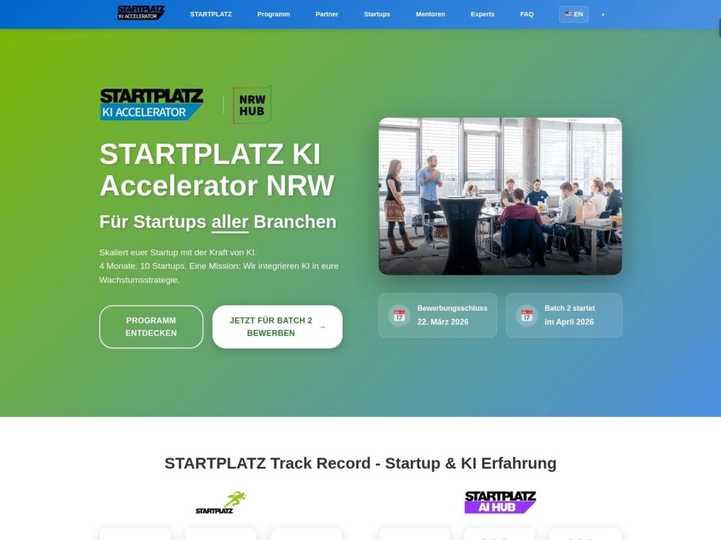 STARTPLATZ KI Accelerator NRW Batch 2 website