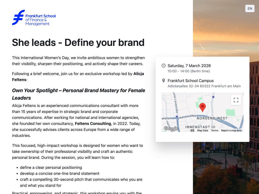 She leads - Define your brand website