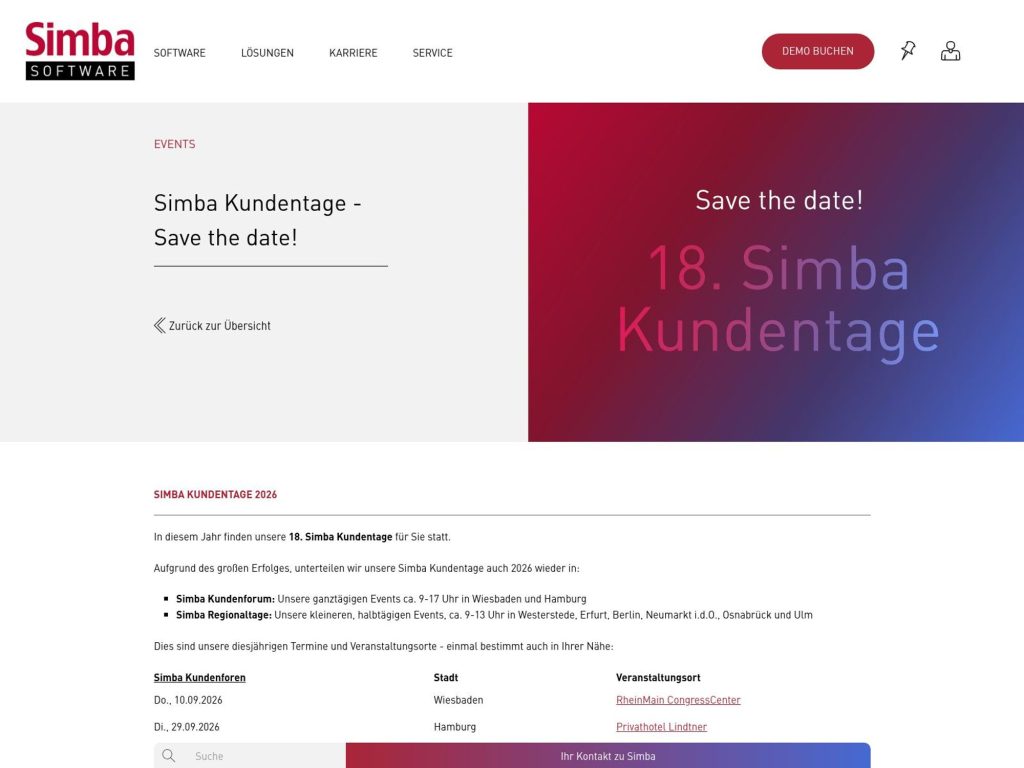 Simba Kundenforum 2026 website
