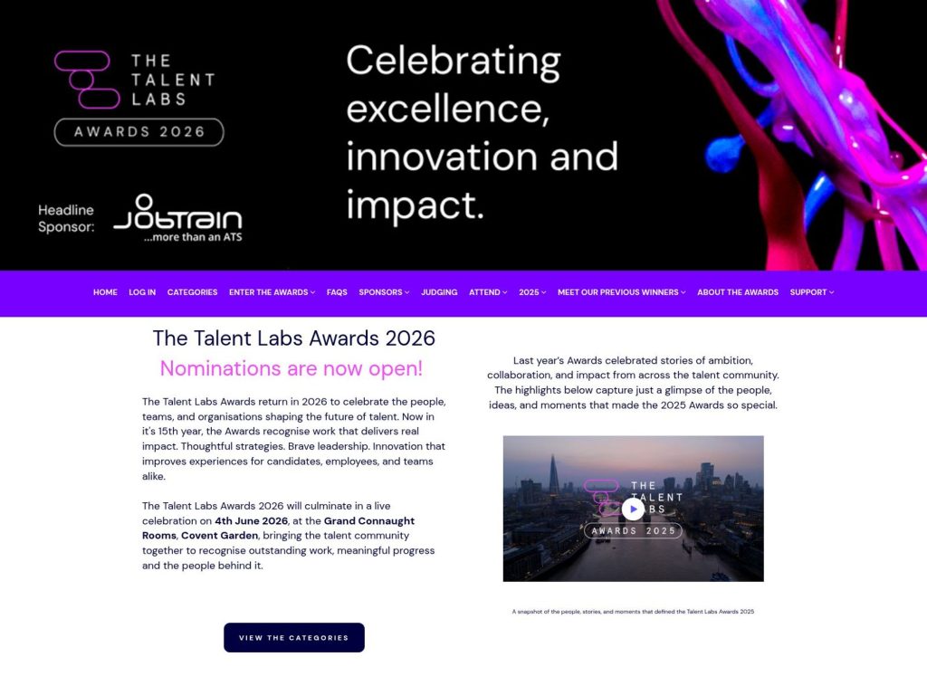 The Talent Labs Awards 2026 website