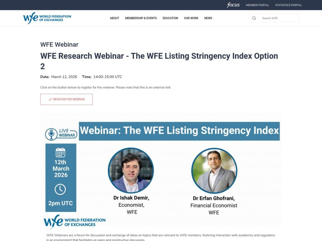 The WFE Listing Stringency Index Option 2 website