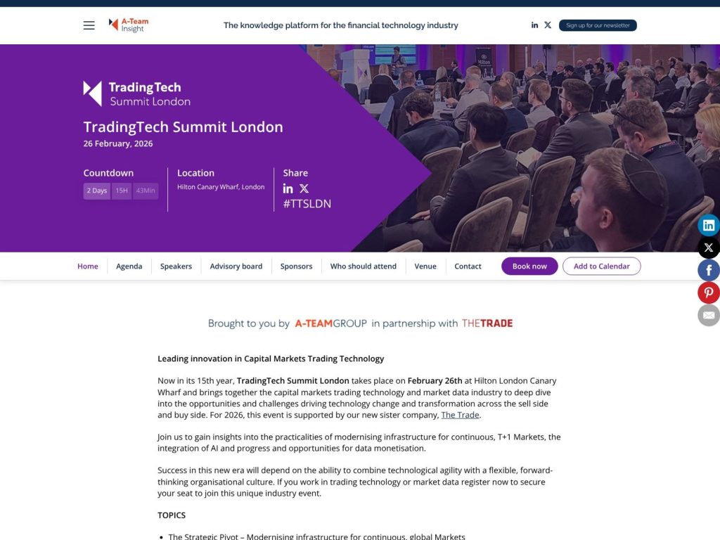 TradingTech Summit London - Leading innovation in Capital Markets Trading Technology