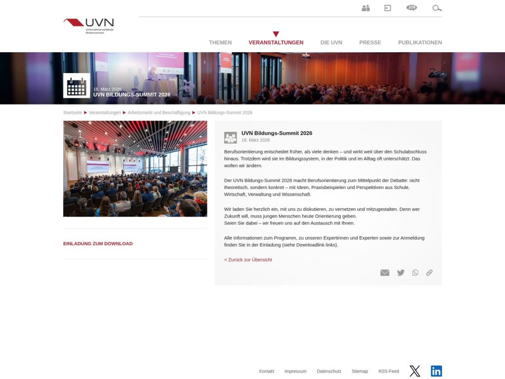 UVN Bildungs-Summit 2026 website