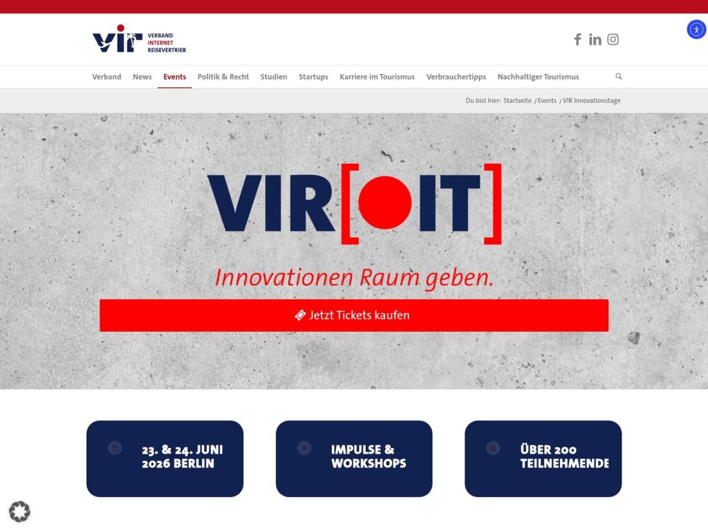 VIR Innovationstage 2026 website