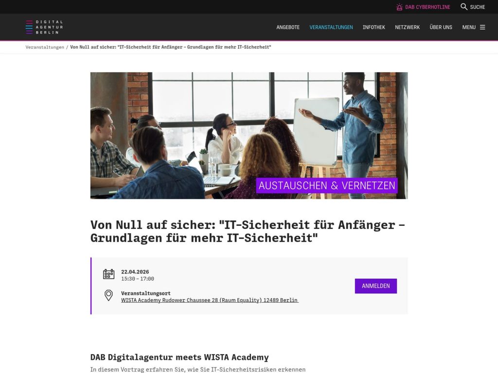 Von Null auf sicher: "IT-Sicherheit für Anfänger – Grundlagen für mehr IT-Sicherheit" website