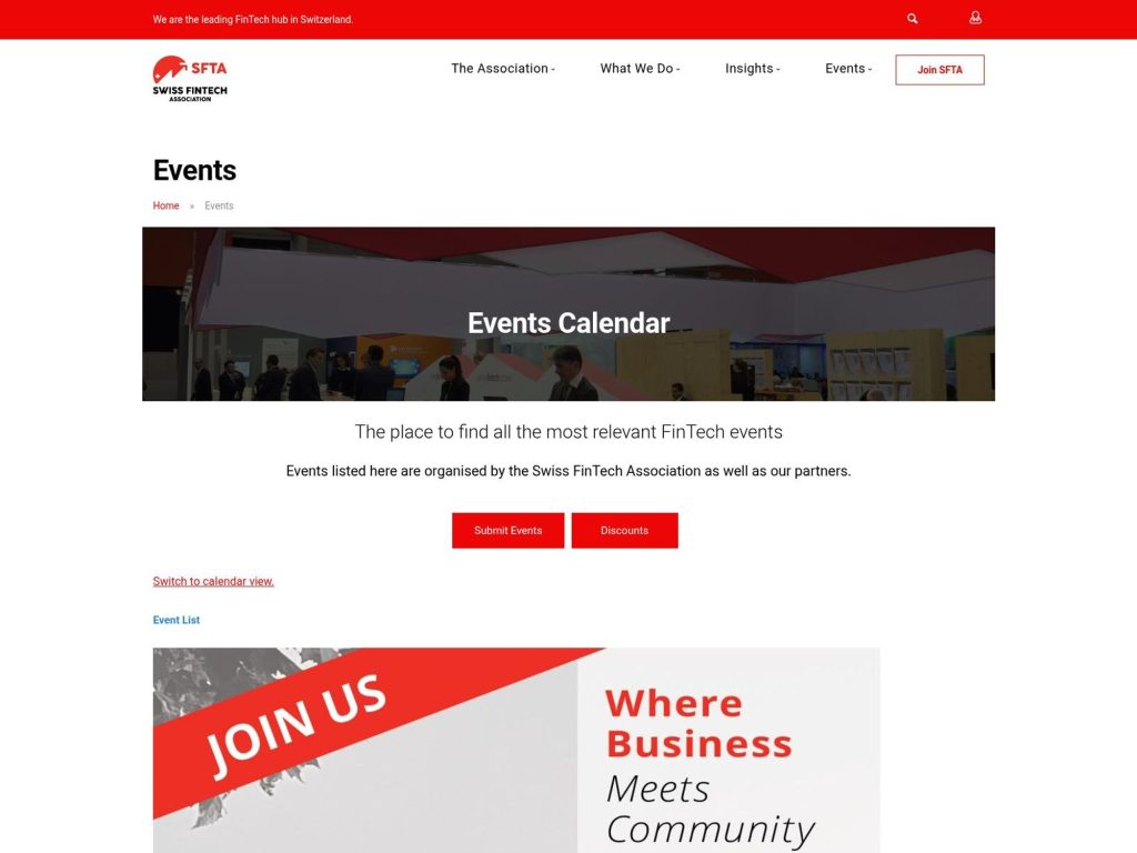 Zug Afterwork - Swiss Fintech Association website