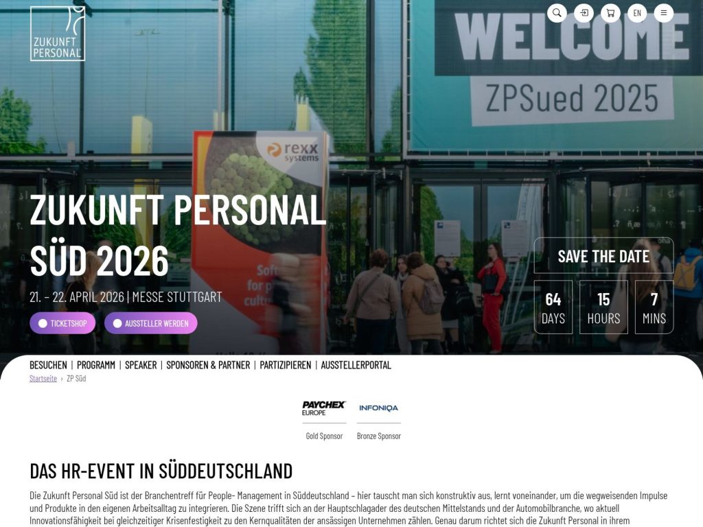 Zukunft Personal Süd website