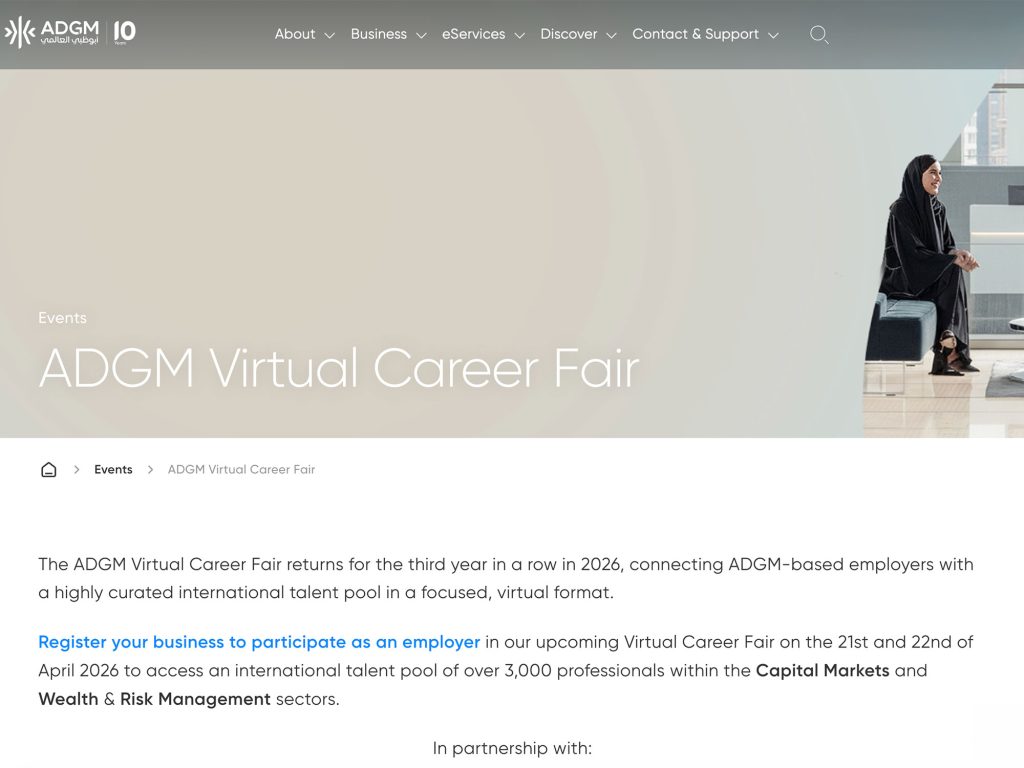 ADGM Virtual Career Fair website