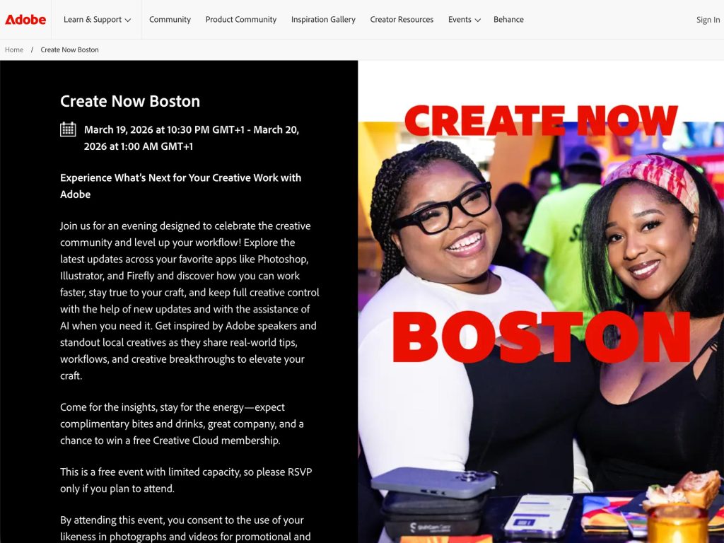 Create Now Boston website