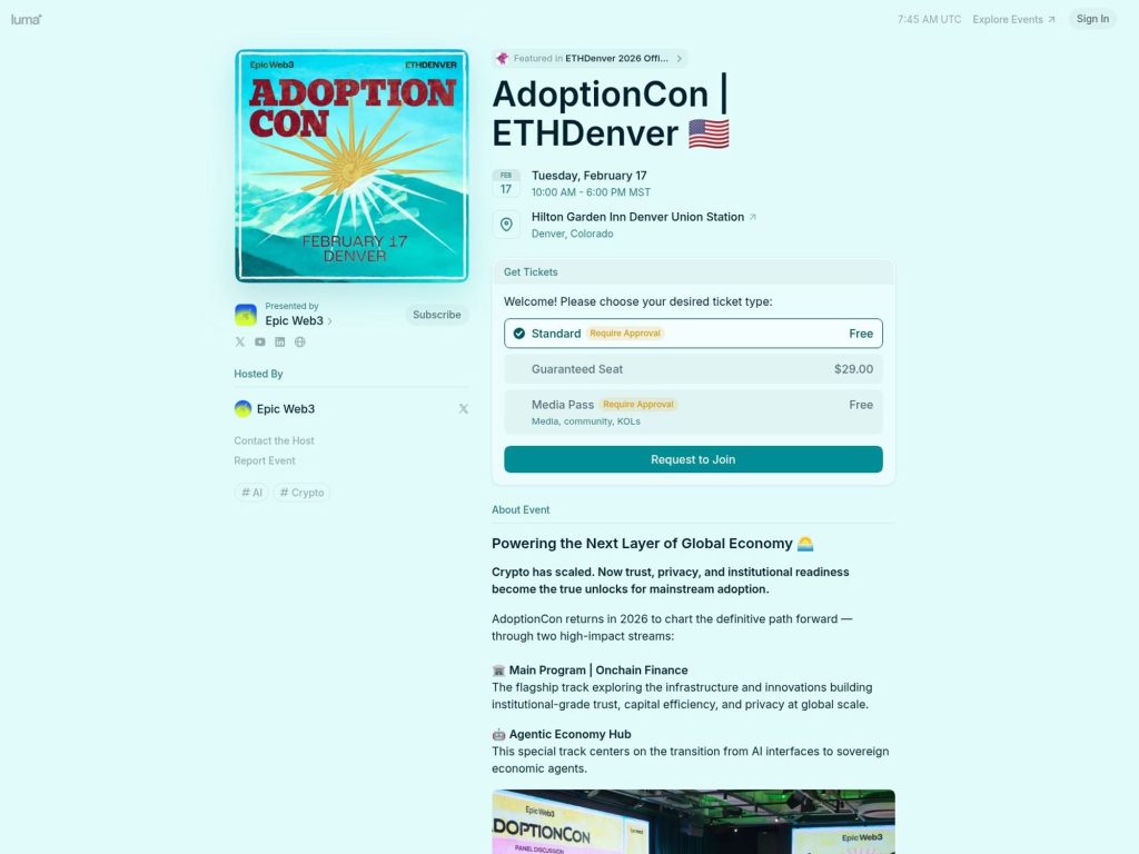 AdoptionCon @ ETHDenver 2026 website