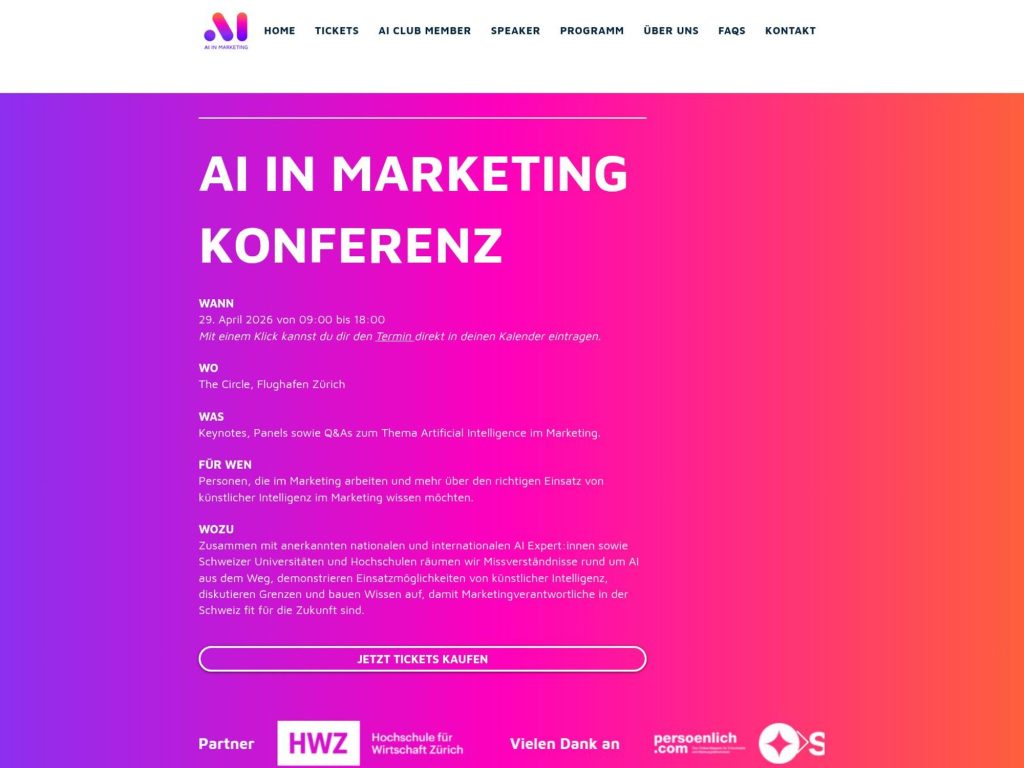 AI IN MARKETING Konferenz 2026 website