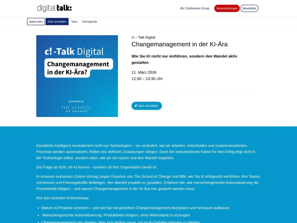 c! – Talk Digital Changemanagement in der KI-Ära website