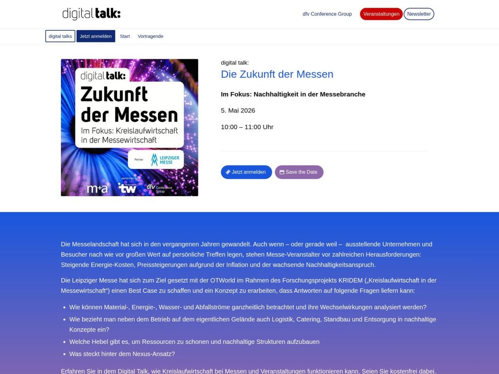 digital talk: Die Zukunft der Messen website
