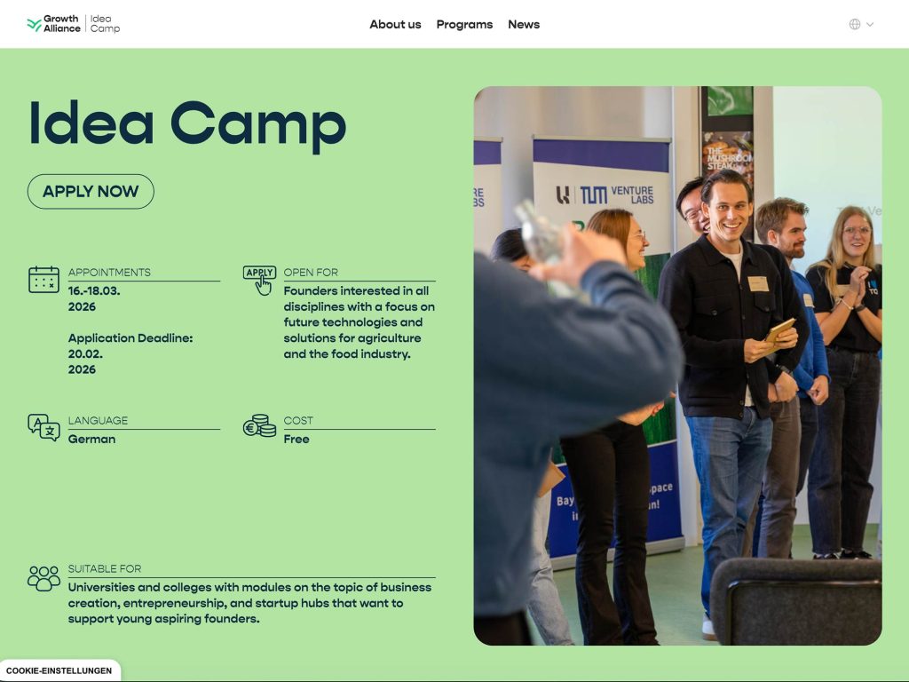Growth Alliance Idea Camp website