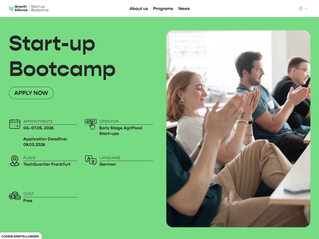 Growth Alliance Start-up Bootcamp 2026 website